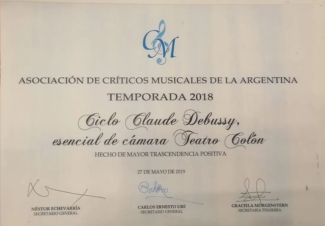 Anaïs Crestin, prix de la critique argentine, cycle Debussy 2019